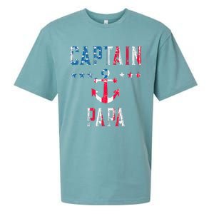 Patriotic C.A.P.T.A.I.N Papa American Superhero Us Flag Sueded Cloud Jersey T-Shirt