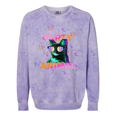 Party Cat Party Animal Colorful Funny Cat Lover Colorblast Crewneck Sweatshirt