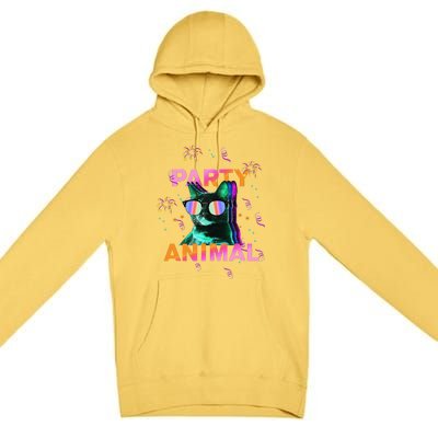 Party Cat Party Animal Colorful Funny Cat Lover Premium Pullover Hoodie