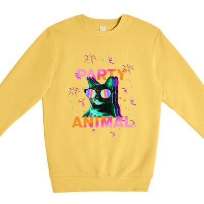 Party Cat Party Animal Colorful Funny Cat Lover Premium Crewneck Sweatshirt