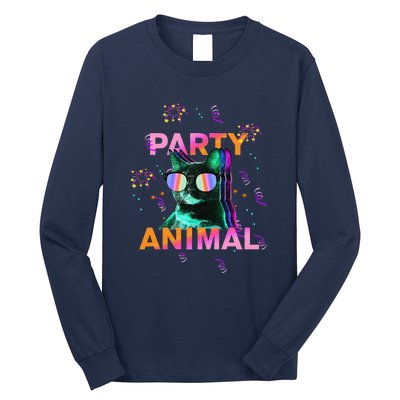 Party Cat Party Animal Colorful Funny Cat Lover Long Sleeve Shirt