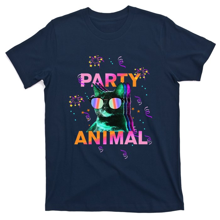 Party Cat Party Animal Colorful Funny Cat Lover T-Shirt