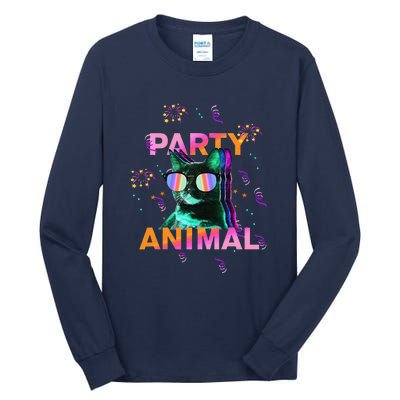 Party Cat Party Animal Colorful Funny Cat Lover Tall Long Sleeve T-Shirt