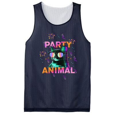 Party Cat Party Animal Colorful Funny Cat Lover Mesh Reversible Basketball Jersey Tank