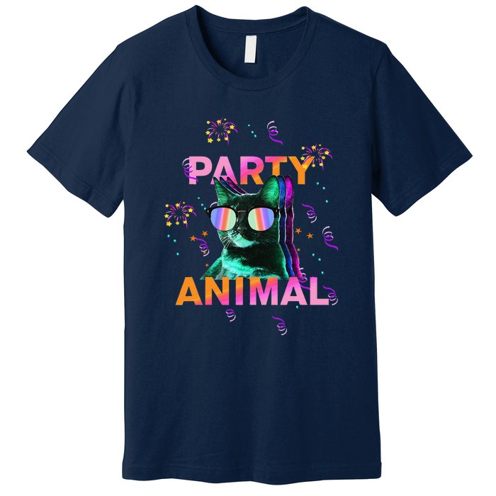 Party Cat Party Animal Colorful Funny Cat Lover Premium T-Shirt