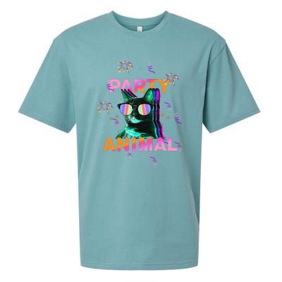 Party Cat Party Animal Colorful Funny Cat Lover Sueded Cloud Jersey T-Shirt