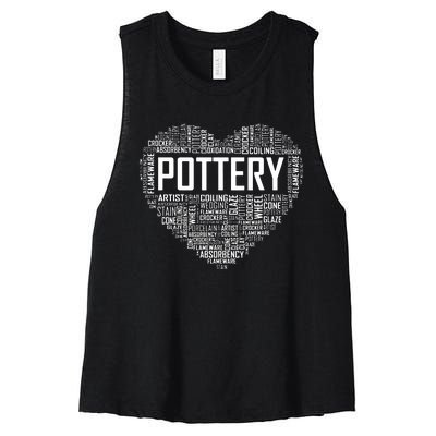 Proud Clay Pottery Heart For Ceramic Artist Women's Racerback Cropped Tank