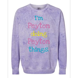 Peyton Cute Personalized TextS Gift Top For Girl Colorblast Crewneck Sweatshirt