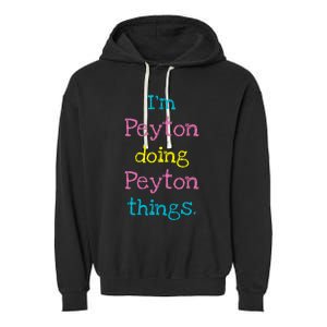 Peyton Cute Personalized TextS Gift Top For Girl Garment-Dyed Fleece Hoodie