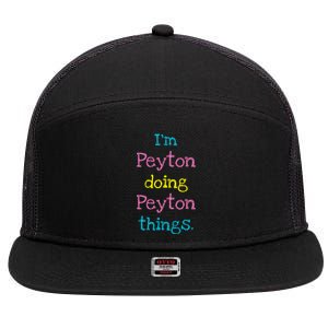 Peyton Cute Personalized TextS Gift Top For Girl 7 Panel Mesh Trucker Snapback Hat