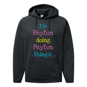 Peyton Cute Personalized TextS Gift Top For Girl Performance Fleece Hoodie