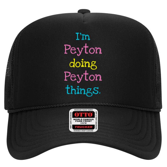 Peyton Cute Personalized TextS Gift Top For Girl High Crown Mesh Back Trucker Hat