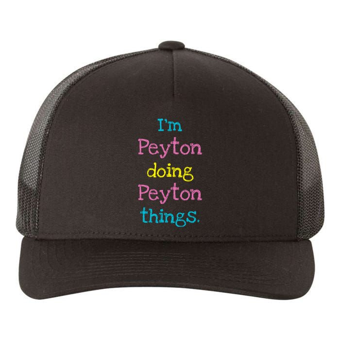 Peyton Cute Personalized TextS Gift Top For Girl Yupoong Adult 5-Panel Trucker Hat