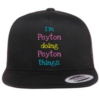 Peyton Cute Personalized TextS Gift Top For Girl Flat Bill Trucker Hat