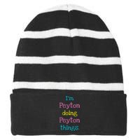 Peyton Cute Personalized TextS Gift Top For Girl Striped Beanie with Solid Band