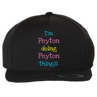 Peyton Cute Personalized TextS Gift Top For Girl Wool Snapback Cap