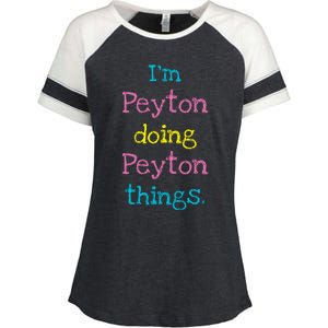 Peyton Cute Personalized TextS Gift Top For Girl Enza Ladies Jersey Colorblock Tee