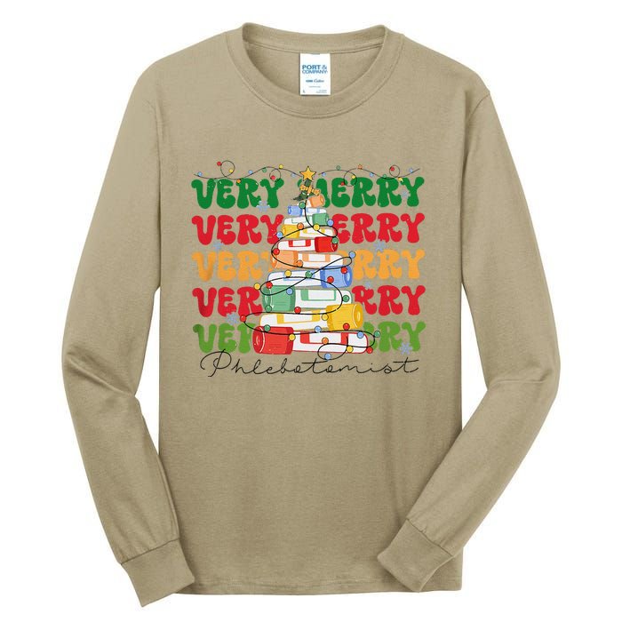 Phlebotomist Christmas Phlebotomy Technician Nursing Xmas Tall Long Sleeve T-Shirt