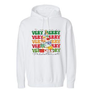 Phlebotomist Christmas Phlebotomy Technician Nursing Xmas Garment-Dyed Fleece Hoodie