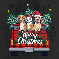 Puppies Christmas 7 Panel Mesh Trucker Snapback Hat