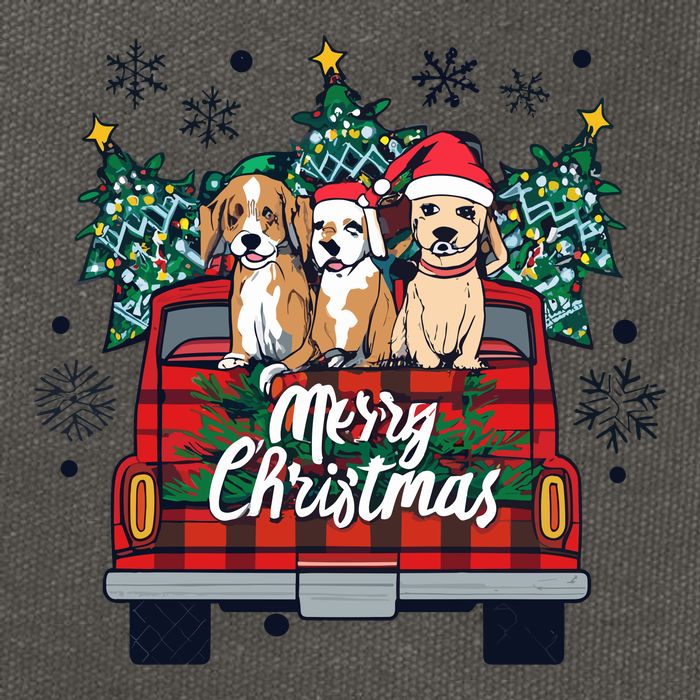 Puppies Christmas Cotton Canvas Backpack