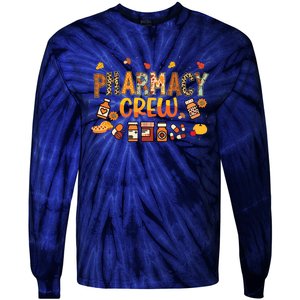 Pharmacy Crew Pharmacist Squad Autumn Fall Leaves Pumpkin Tie-Dye Long Sleeve Shirt