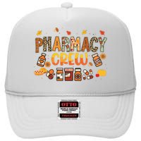 Pharmacy Crew Pharmacist Squad Autumn Fall Leaves Pumpkin High Crown Mesh Back Trucker Hat