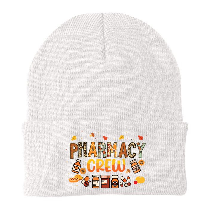 Pharmacy Crew Pharmacist Squad Autumn Fall Leaves Pumpkin Knit Cap Winter Beanie