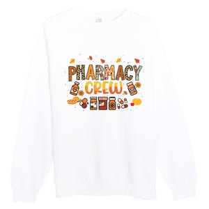 Pharmacy Crew Pharmacist Squad Autumn Fall Leaves Pumpkin Premium Crewneck Sweatshirt