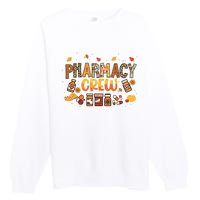 Pharmacy Crew Pharmacist Squad Autumn Fall Leaves Pumpkin Premium Crewneck Sweatshirt