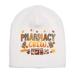 Pharmacy Crew Pharmacist Squad Autumn Fall Leaves Pumpkin Short Acrylic Beanie