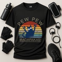 Paintball Cat Pew Pew Madafakas Crazy Cat Funny Paintball Cooling Performance Crew T-Shirt