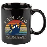 Paintball Cat Pew Pew Madafakas Crazy Cat Funny Paintball 11oz C Handle Ceramic Mug