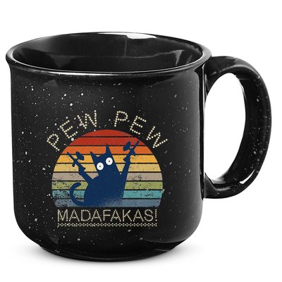 Paintball Cat Pew Pew Madafakas Crazy Cat Funny Paintball 15oz Campfire Ceramic Mug