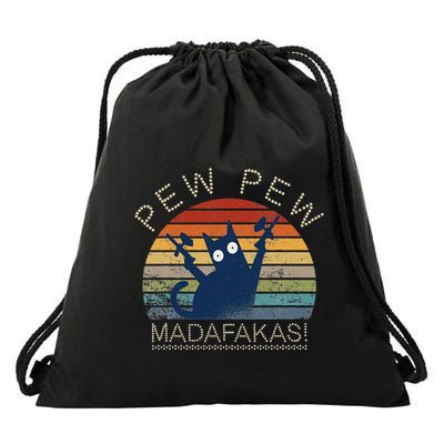 Paintball Cat Pew Pew Madafakas Crazy Cat Funny Paintball Drawstring Bag