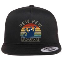 Paintball Cat Pew Pew Madafakas Crazy Cat Funny Paintball Flat Bill Trucker Hat