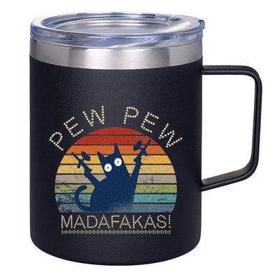 Paintball Cat Pew Pew Madafakas Crazy Cat Funny Paintball 12oz Stainless Steel Coffee Mug