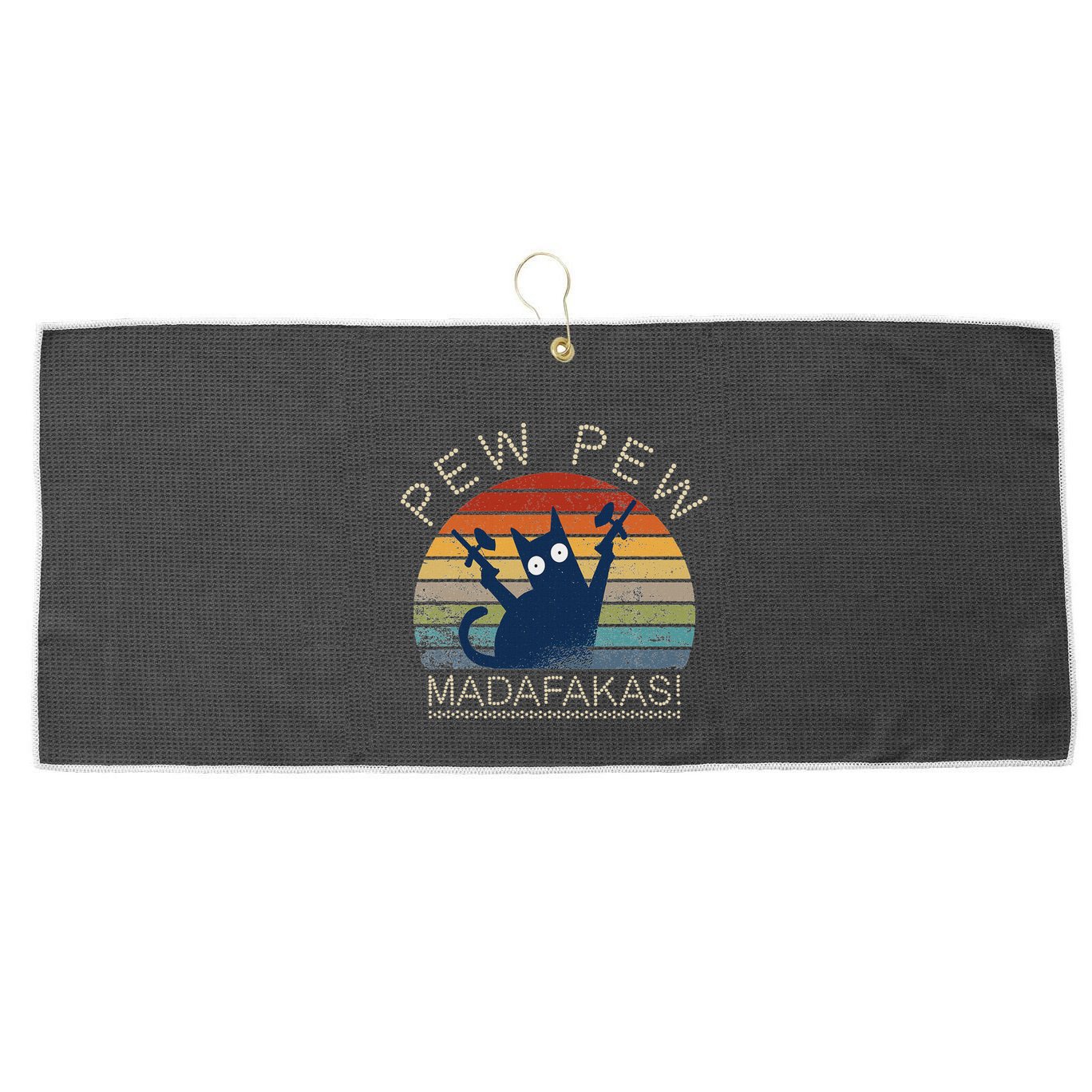 Paintball Cat Pew Pew Madafakas Crazy Cat Funny Paintball Large Microfiber Waffle Golf Towel