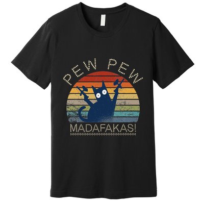 Paintball Cat Pew Pew Madafakas Crazy Cat Funny Paintball Premium T-Shirt
