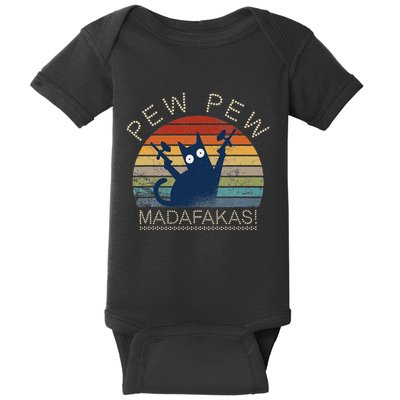 Paintball Cat Pew Pew Madafakas Crazy Cat Funny Paintball Baby Bodysuit