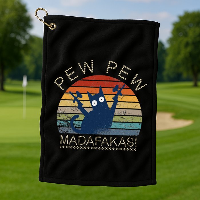Paintball Cat Pew Pew Madafakas Crazy Cat Funny Paintball Golf Towel
