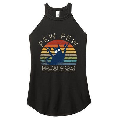 Paintball Cat Pew Pew Madafakas Crazy Cat Funny Paintball Women's Perfect Tri Rocker Tank