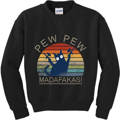Paintball Cat Pew Pew Madafakas Crazy Cat Funny Paintball Kids Sweatshirt
