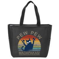Paintball Cat Pew Pew Madafakas Crazy Cat Funny Paintball Zip Tote Bag