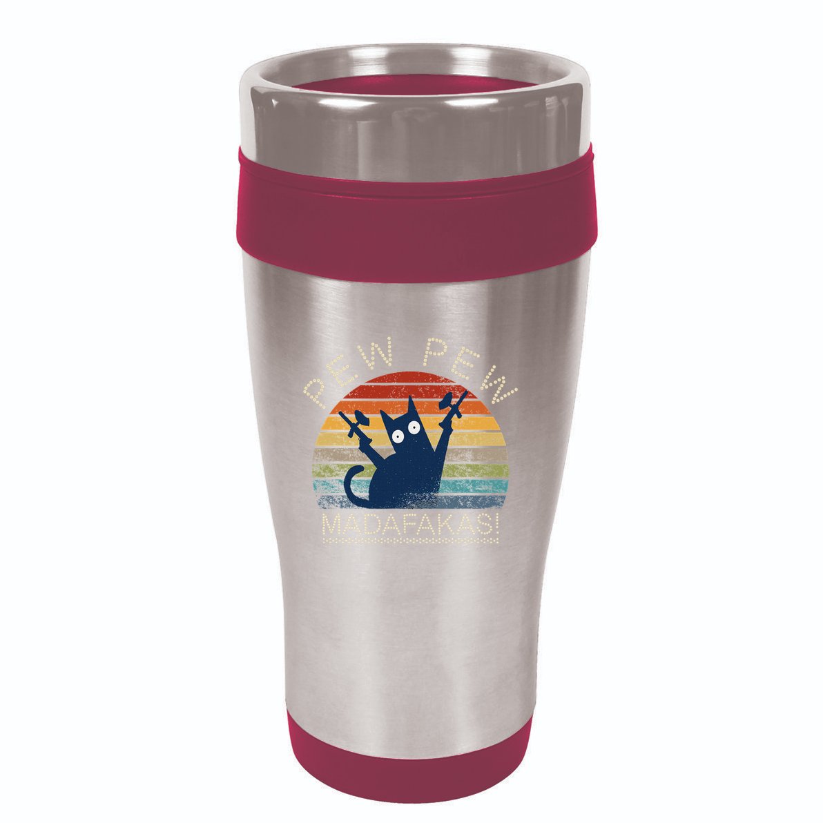 Paintball Cat Pew Pew Madafakas Crazy Cat Funny Paintball 16oz Travel Tumbler