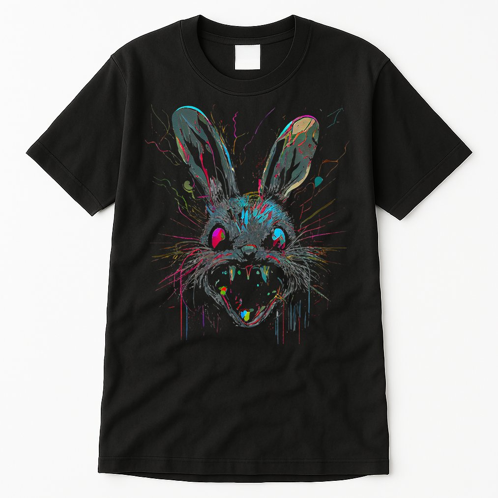 Psycho Crazy Paint Bunny Horror Easter And Halloween Tall T-Shirt