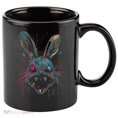 Psycho Crazy Paint Bunny Horror Easter And Halloween 11oz C Handle Ceramic Mug