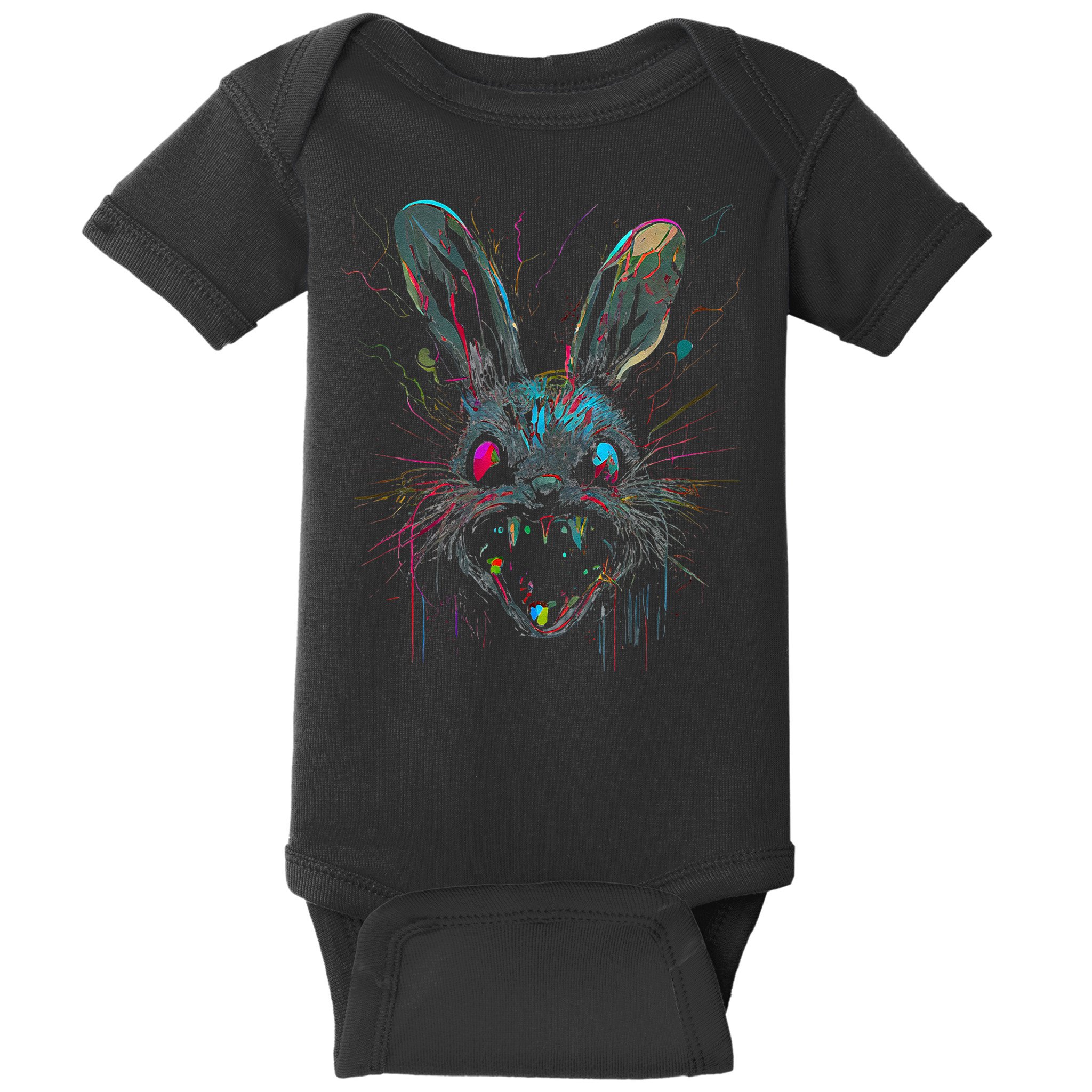 Psycho Crazy Paint Bunny Horror Easter And Halloween Baby Bodysuit