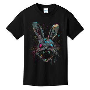 Psycho Crazy Paint Bunny Horror Easter And Halloween Kids T-Shirt