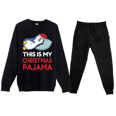 Penguin Christmas Pajama Christmas Gift Premium Crewneck Sweatsuit Set